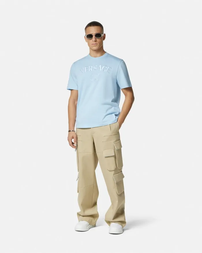 Versace Versace Milano Stamp TShirt Light Blue Men TShirts and Polos Versace Versace Milano Stamp TShirt Light Blue Men TShirts and Polos