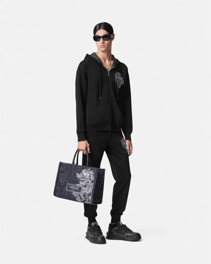Versace Year Of The Dragon Knit Zip Hoodie Black Men Knitwear Versace Year Of The Dragon Knit Zip Hoodie Black Men Knitwear