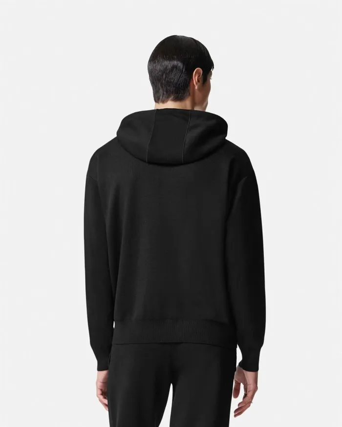 Versace Year Of The Dragon Knit Zip Hoodie Black Men Knitwear Versace Year Of The Dragon Knit Zip Hoodie Black Men Knitwear