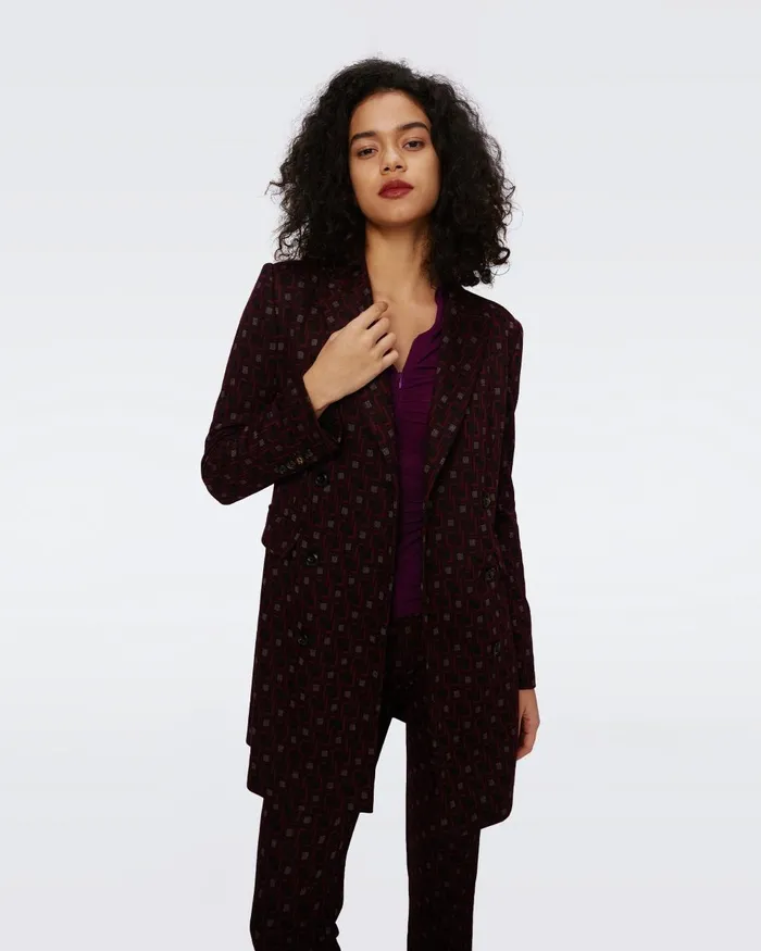Virginia Jacket Tiny Vinyl Links Plum Women DVF Jackets and Coats