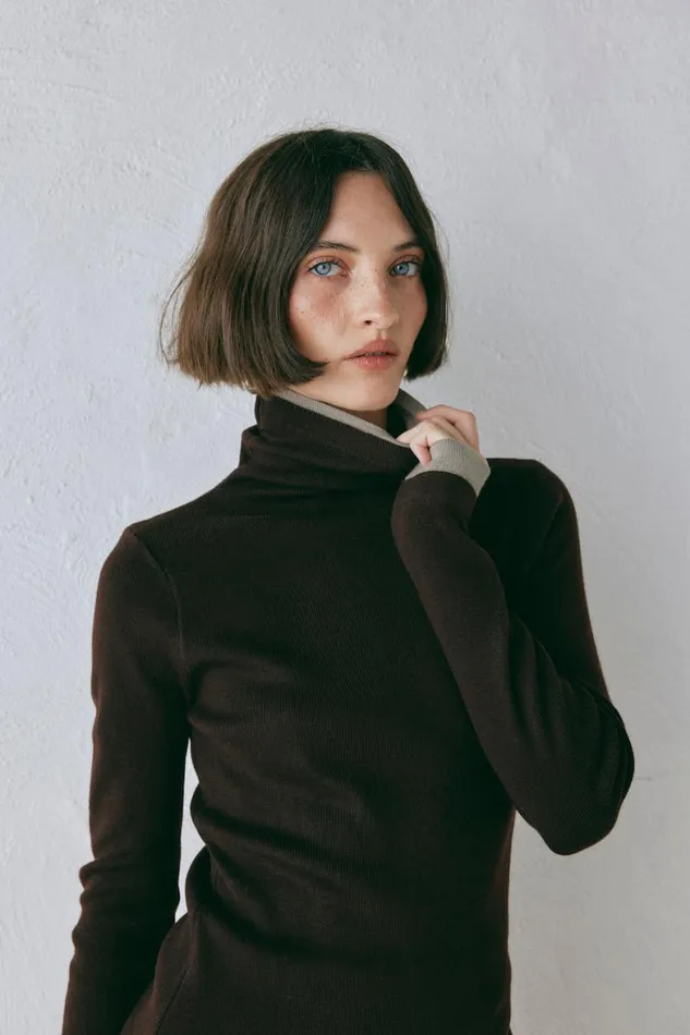 VRG GRL Long Sleeve Bea Knit Skivvy Chocolate 8211 Women VRG GRL Long Sleeve Bea Knit Skivvy Chocolate 8211 Women