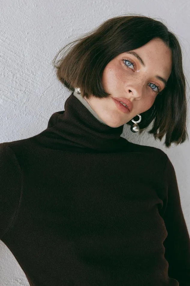 VRG GRL Long Sleeve Bea Knit Skivvy Chocolate 8211 Women VRG GRL Long Sleeve Bea Knit Skivvy Chocolate 8211 Women