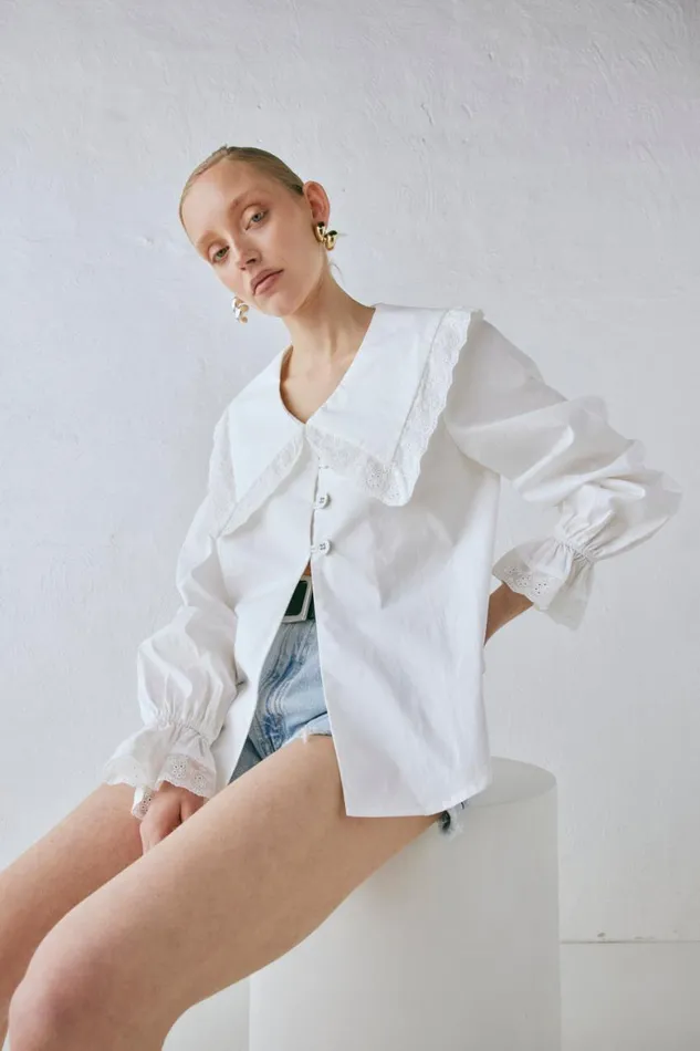 VRG GRL Long Sleeve Mae Blouse White 8211 Women VRG GRL Long Sleeve Mae Blouse White 8211 Women