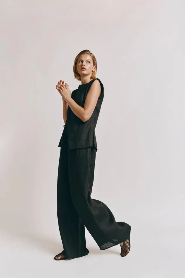 VRG GRL Sets Raya Linen Pants Black 8211 Women VRG GRL Sets Raya Linen Pants Black 8211 Women