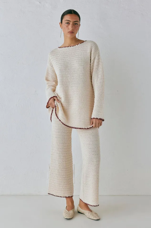 VRG GRL Sets Stella Knit Pants Cream 8211 Women VRG GRL Sets Stella Knit Pants Cream 8211 Women