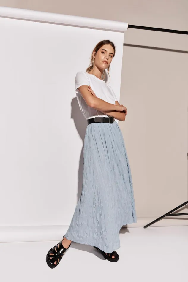 VRG GRL Skirts Solara Midi Skirt Sky 8211 Women VRG GRL Skirts Solara Midi Skirt Sky 8211 Women