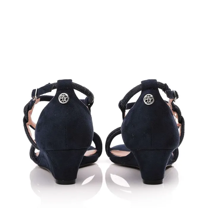 Wedge Sandals Women Moda In Pelle Yazmina Navy Alcantara