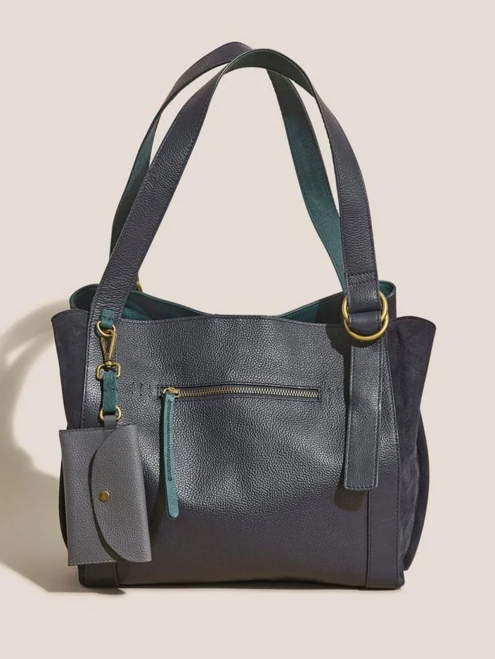 White Stuff Bags Women Hannah Leather Tote Bag Dark Navy