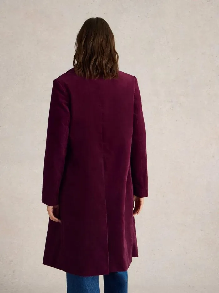 White Stuff Coats and Jackets Women Kamila Velvet Coat Dk Plum White Stuff Coats and Jackets Women Kamila Velvet Coat Dk Plum