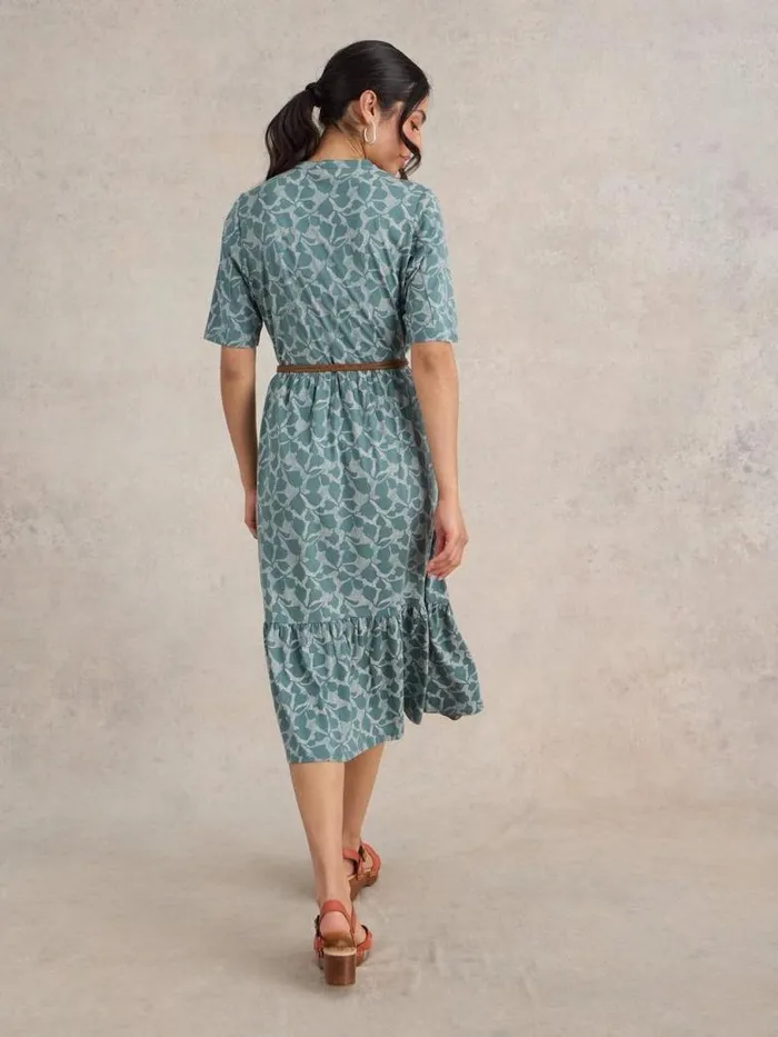 White Stuff Dresses Women Naya Jersey Midi Dress Green Print White Stuff Dresses Women Naya Jersey Midi Dress Green Print