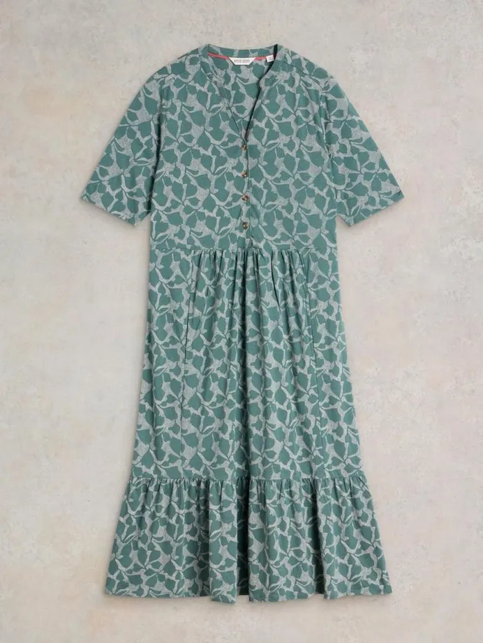 White Stuff Dresses Women Naya Jersey Midi Dress Green Print White Stuff Dresses Women Naya Jersey Midi Dress Green Print