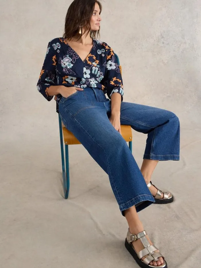 White Stuff Jeans Women Tia Cropped Wide Leg Jean Dk Denim White Stuff Jeans Women Tia Cropped Wide Leg Jean Dk Denim