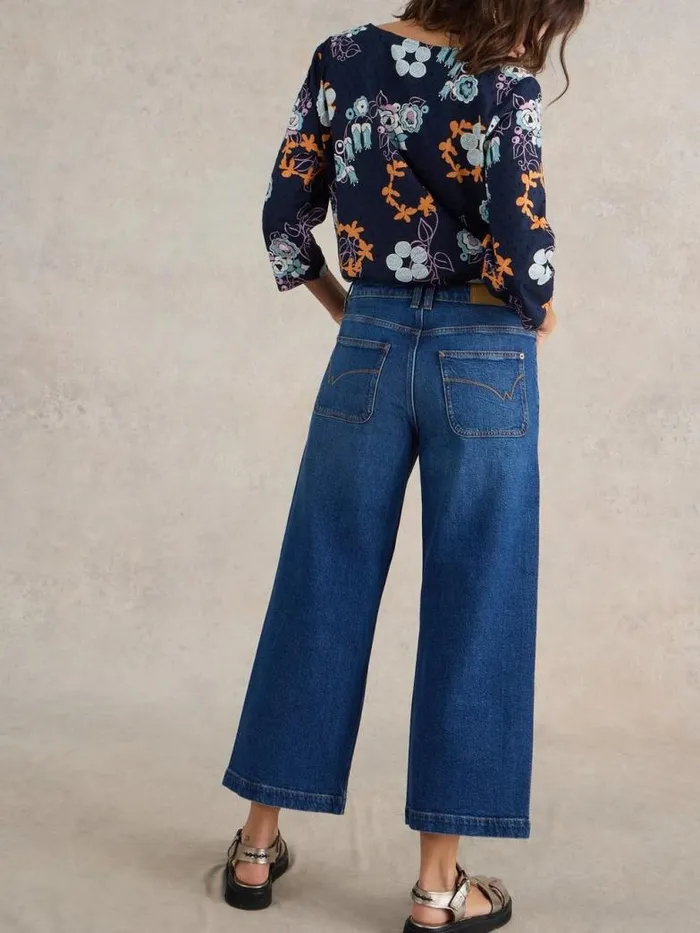 White Stuff Jeans Women Tia Cropped Wide Leg Jean Dk Denim White Stuff Jeans Women Tia Cropped Wide Leg Jean Dk Denim