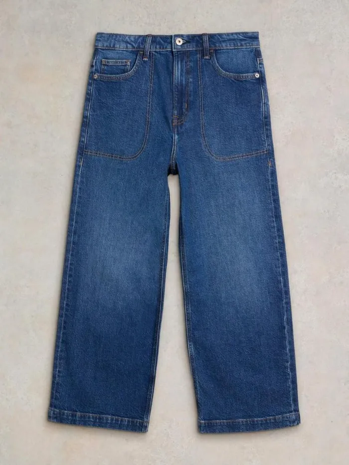 White Stuff Jeans Women Tia Cropped Wide Leg Jean Dk Denim White Stuff Jeans Women Tia Cropped Wide Leg Jean Dk Denim