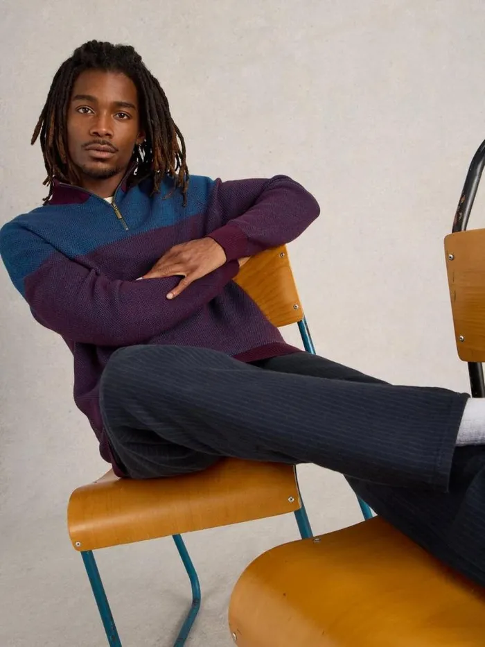 White Stuff Knitwear Men Newport Merino Wool Jacquard Funnel Plum Multi White Stuff Knitwear Men Newport Merino Wool Jacquard Funnel Plum Multi