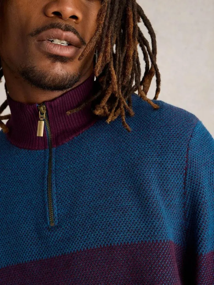 White Stuff Knitwear Men Newport Merino Wool Jacquard Funnel Plum Multi White Stuff Knitwear Men Newport Merino Wool Jacquard Funnel Plum Multi