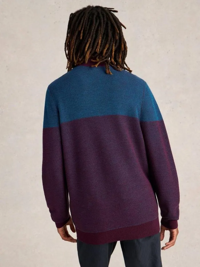 White Stuff Knitwear Men Newport Merino Wool Jacquard Funnel Plum Multi White Stuff Knitwear Men Newport Merino Wool Jacquard Funnel Plum Multi