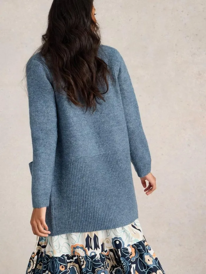 White Stuff Knitwear Women ERIN LONGLINE CARDI Mid Blue White Stuff Knitwear Women ERIN LONGLINE CARDI Mid Blue