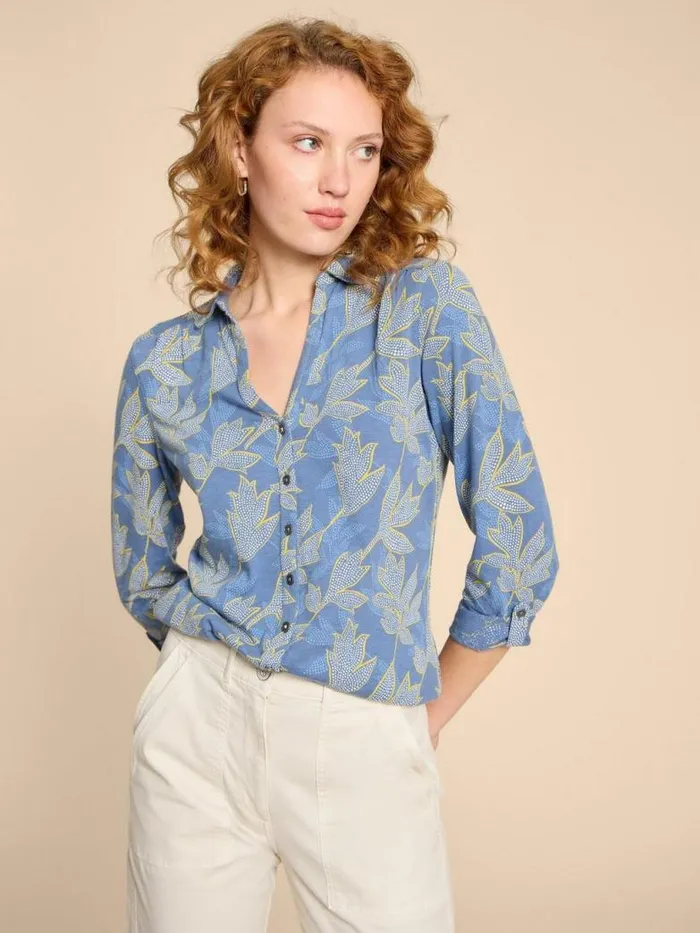 White Stuff Shirts and Blouses Women ANNIE PRINTED COTTON SHIRT Blue Multi