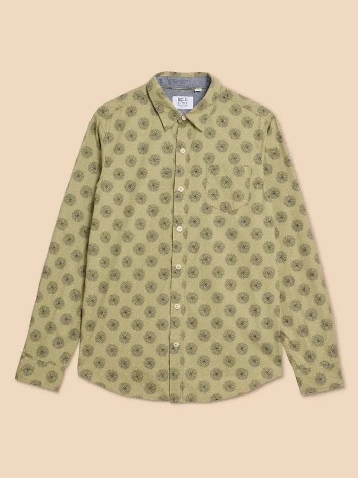 White Stuff Shirts Men Daisy Floral Printed Shirt Green Print White Stuff Shirts Men Daisy Floral Printed Shirt Green Print