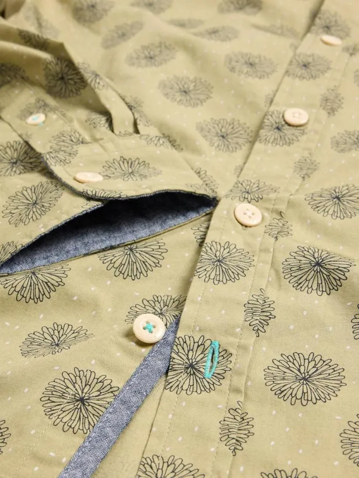 White Stuff Shirts Men Daisy Floral Printed Shirt Green Print White Stuff Shirts Men Daisy Floral Printed Shirt Green Print