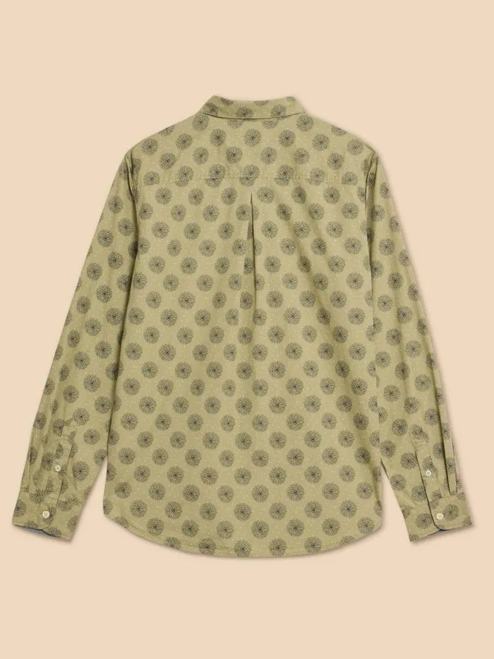 White Stuff Shirts Men Daisy Floral Printed Shirt Green Print White Stuff Shirts Men Daisy Floral Printed Shirt Green Print