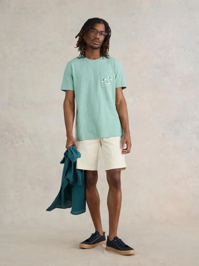 White Stuff TShirts Men Shark Pocket Graphic Tee Mint Green White Stuff TShirts Men Shark Pocket Graphic Tee Mint Green
