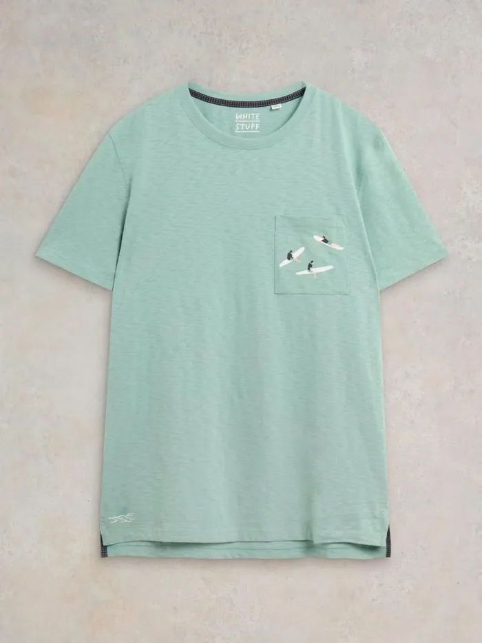 White Stuff TShirts Men Shark Pocket Graphic Tee Mint Green White Stuff TShirts Men Shark Pocket Graphic Tee Mint Green