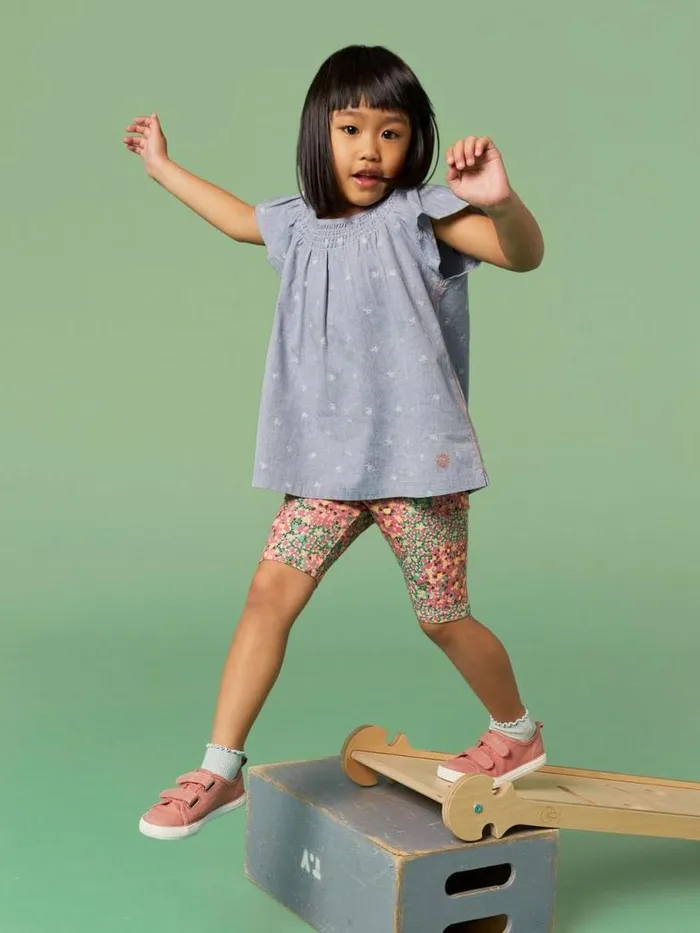 White Stuff Tops Kids Chambray Frill Top Chambray Blue White Stuff Tops Kids Chambray Frill Top Chambray Blue