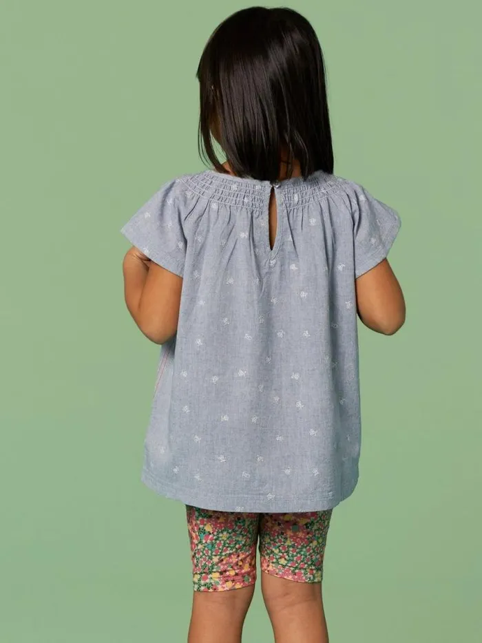 White Stuff Tops Kids Chambray Frill Top Chambray Blue White Stuff Tops Kids Chambray Frill Top Chambray Blue