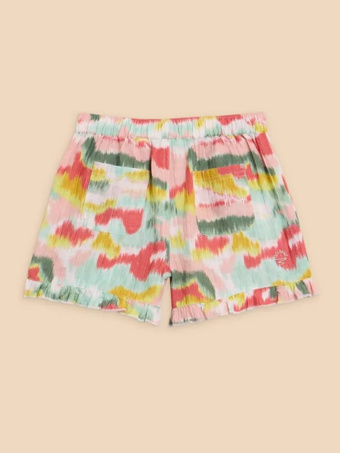 White Stuff Trousers and Shorts Kids Tie Dye Printed Frill Short Pink Multi White Stuff Trousers and Shorts Kids Tie Dye Printed Frill Short Pink Multi
