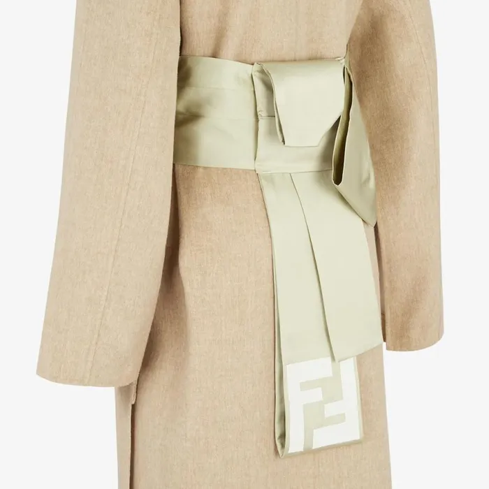 Woman Beige DoubleSided Wool Overcoat Beige Fendi Coats and Outerwear