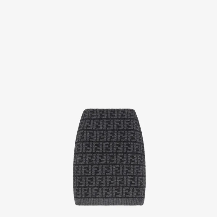 Woman Black Ff Crocheted Cashmere Skirt Black Fendi Knitwear