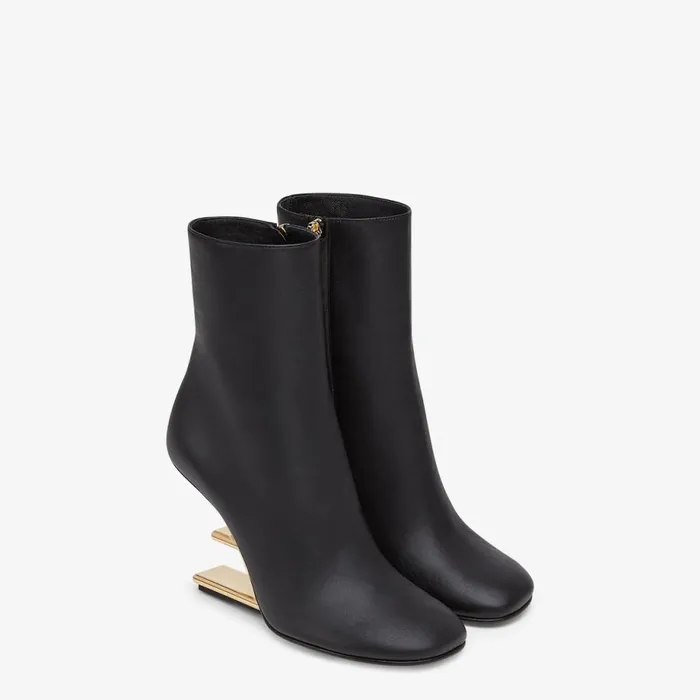 Woman Black Nappa Leather HighHeeled Ankle Boots Black Fendi Fendi First