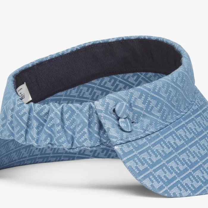Woman Blue DenimEffect Visor Blue Fendi Hats and Gloves