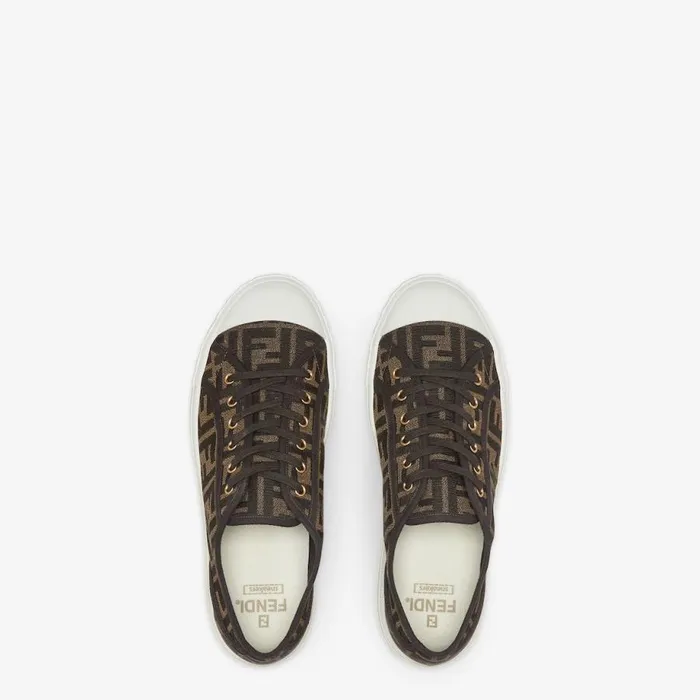 Woman Brown Ff Fabric LowTops Brown Fendi Sneakers