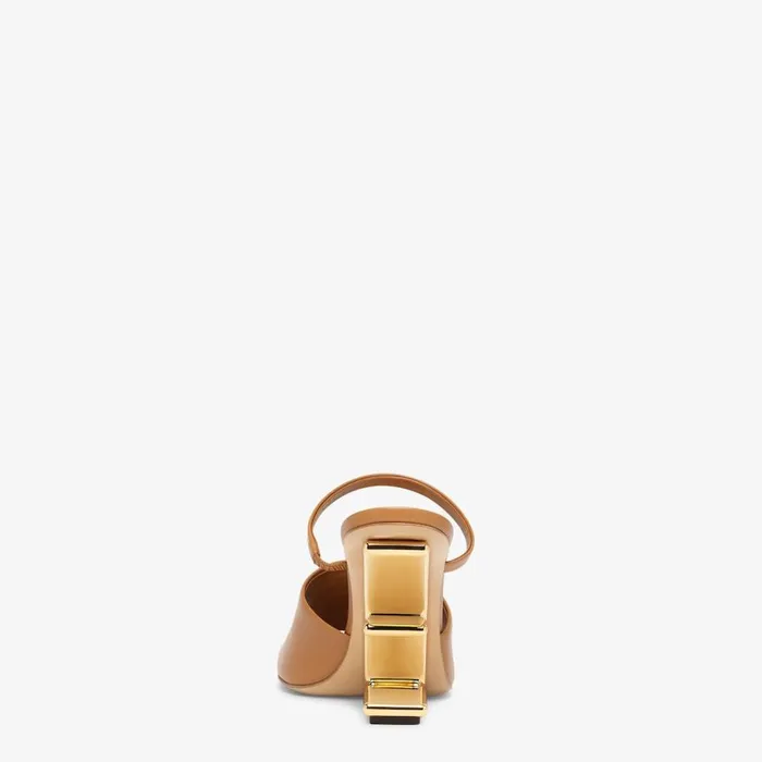 Woman Brown Leather HighHeeled Sandals Brown Fendi Fendi First