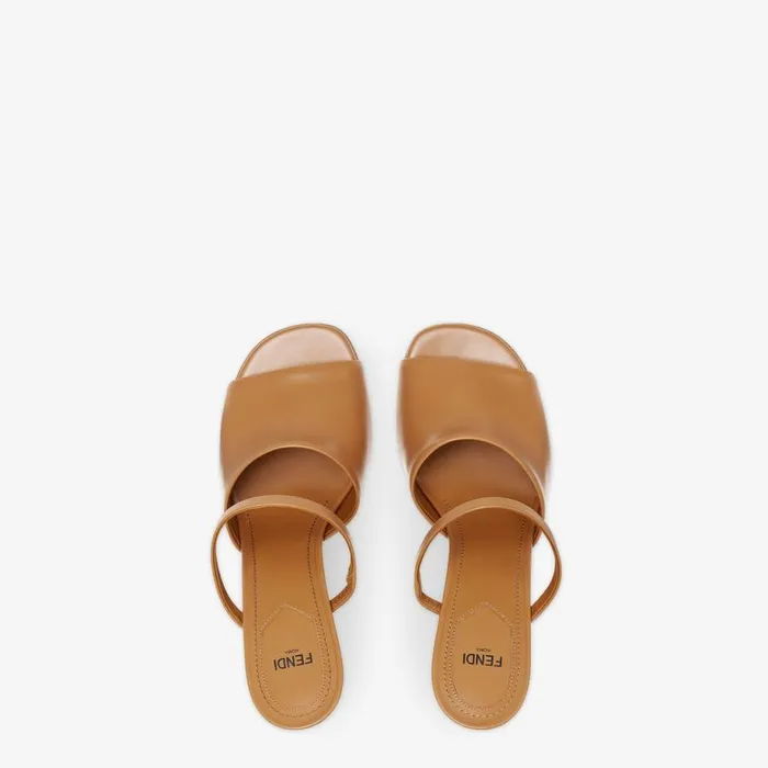 Woman Brown Leather HighHeeled Sandals Brown Fendi Fendi First
