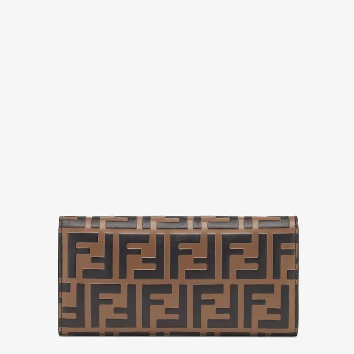 Woman Brown Leather Wallet Black Fendi Wallets On Chain