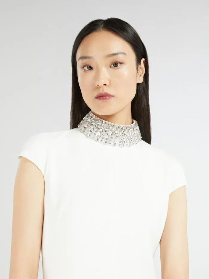 Woman Cady Fit and Flare Dress Optical White Maxmara Bridal Clothing Woman Cady Fit and Flare Dress Optical White Maxmara Bridal Clothing