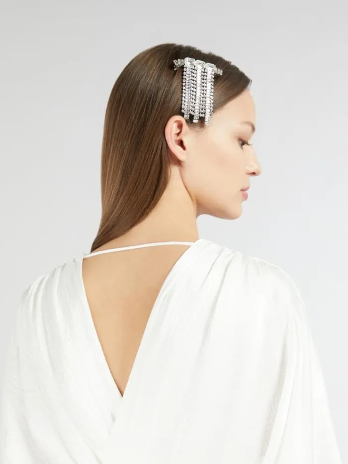 Woman Clip With Rhinestone Fringes Silver Maxmara Bridal Accessories Woman Clip With Rhinestone Fringes Silver Maxmara Bridal Accessories