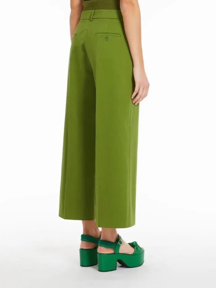 Woman Cropped Satin Trousers Green Maxmara Trousers Woman Cropped Satin Trousers Green Maxmara Trousers