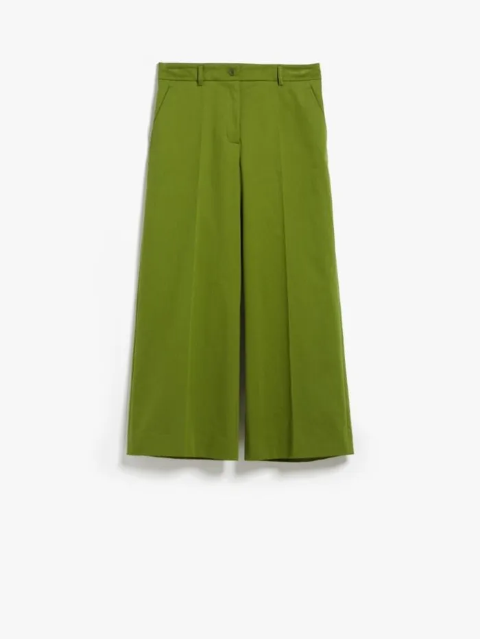 Woman Cropped Satin Trousers Green Maxmara Trousers Woman Cropped Satin Trousers Green Maxmara Trousers