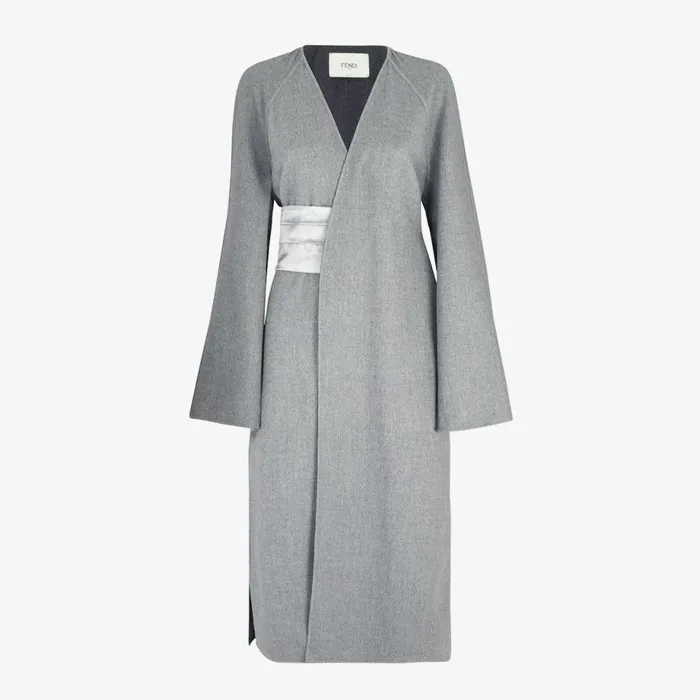 Woman Grey DoubleSided Cashmere Overcoat Grey Fendi Coats and Outerwear