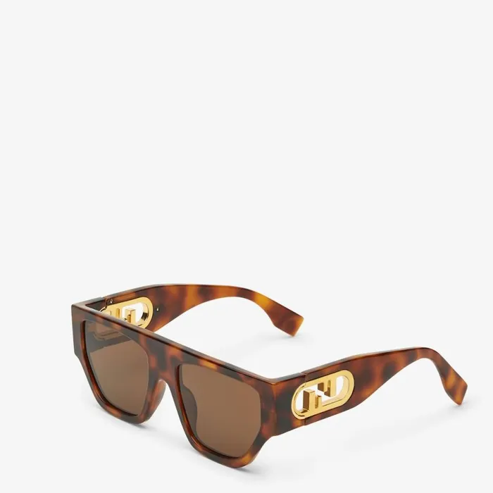 Woman Havana Acetate Sunglasses Black Fendi Sunglasses