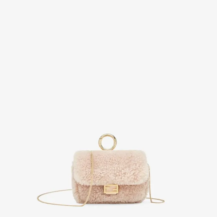 WomanKids Pink Sheepskin Charm Pink Fendi Miniature Bags