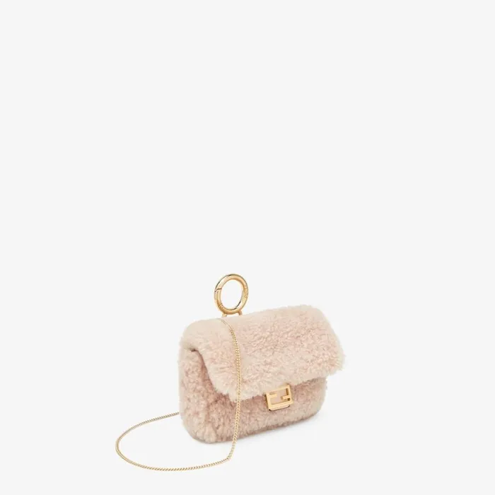 WomanKids Pink Sheepskin Charm Pink Fendi Miniature Bags