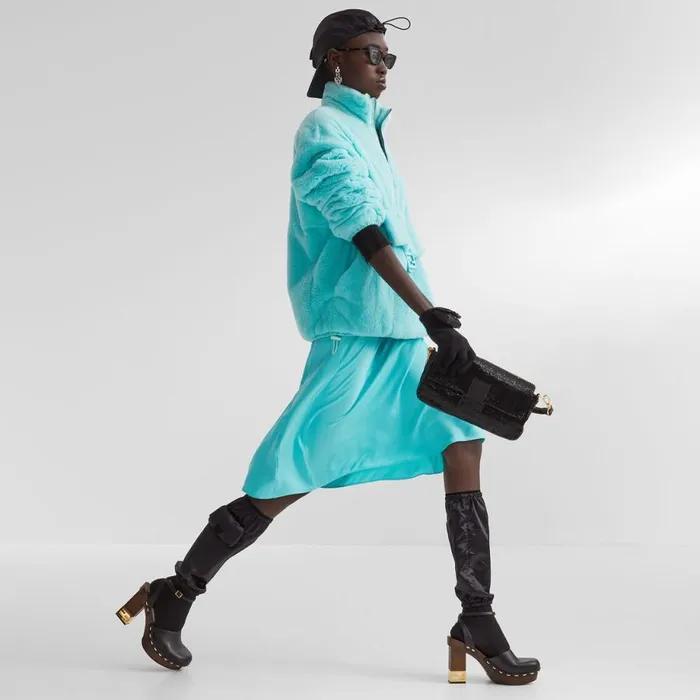Woman Light Blue Mink Jacket Light Blue Fendi Coats and Outerwear