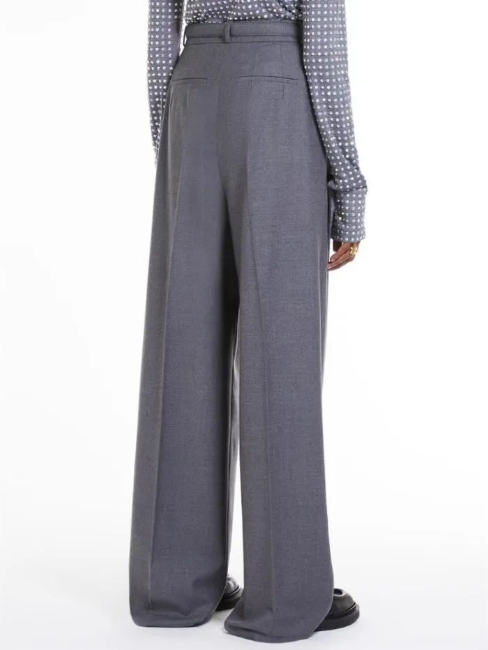 Woman Oversized Stretch Wool Trousers Medium Grey Maxmara Trousers