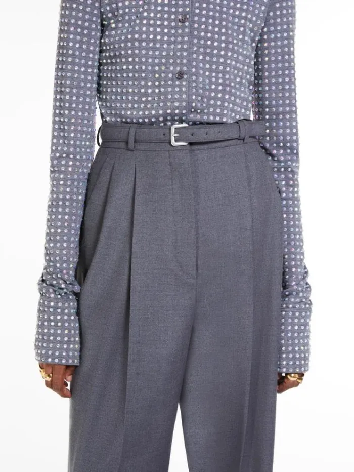 Woman Oversized Stretch Wool Trousers Medium Grey Maxmara Trousers